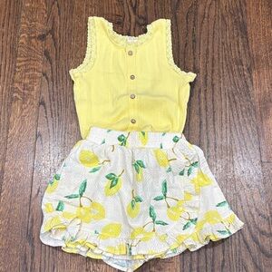 Jessica Simpson girls Sleeveless Top and Lemon Print Skort Set size 6